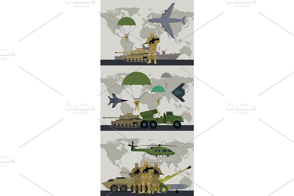 Military Infographic Banner with World Map. Vector in Illustrations - product preview 8