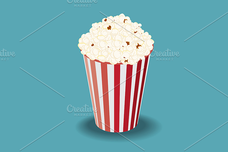 Striped popcorn snack bucket in Objects - product preview 8