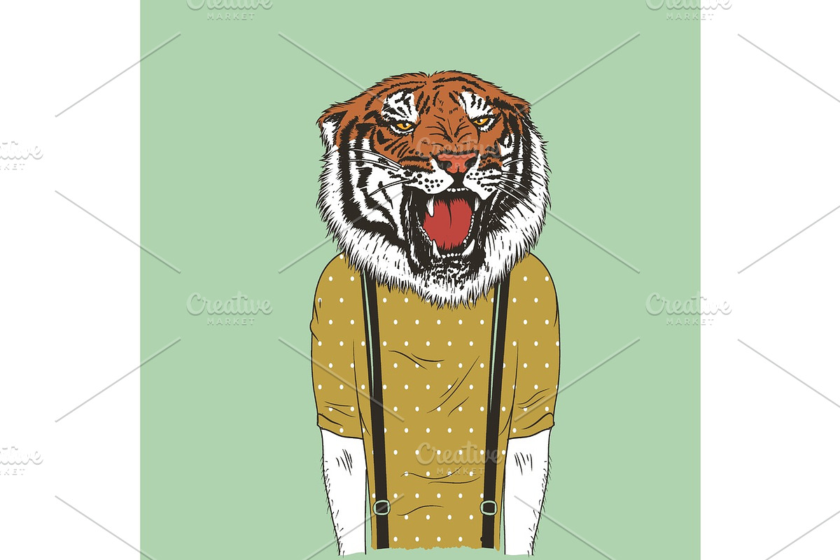 Human with tiger head vector illustration in Illustrations - product preview 8