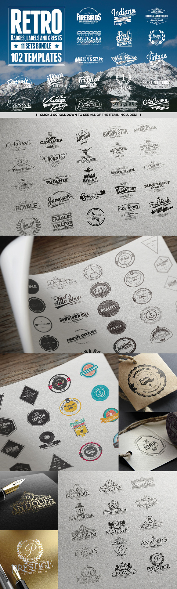 228 Retro Badges & Logos Bundle in Logo Templates - product preview 1