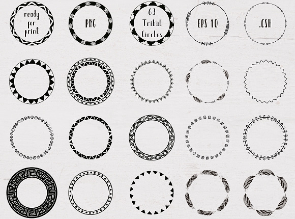 63 Tribal Circles. Logo & Badge in Objects - product preview 2