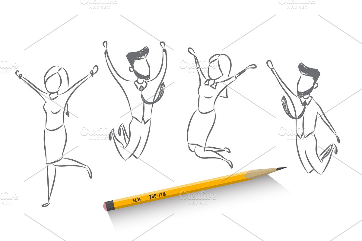 Team of people celebrating a business victory in Illustrations - product preview 8