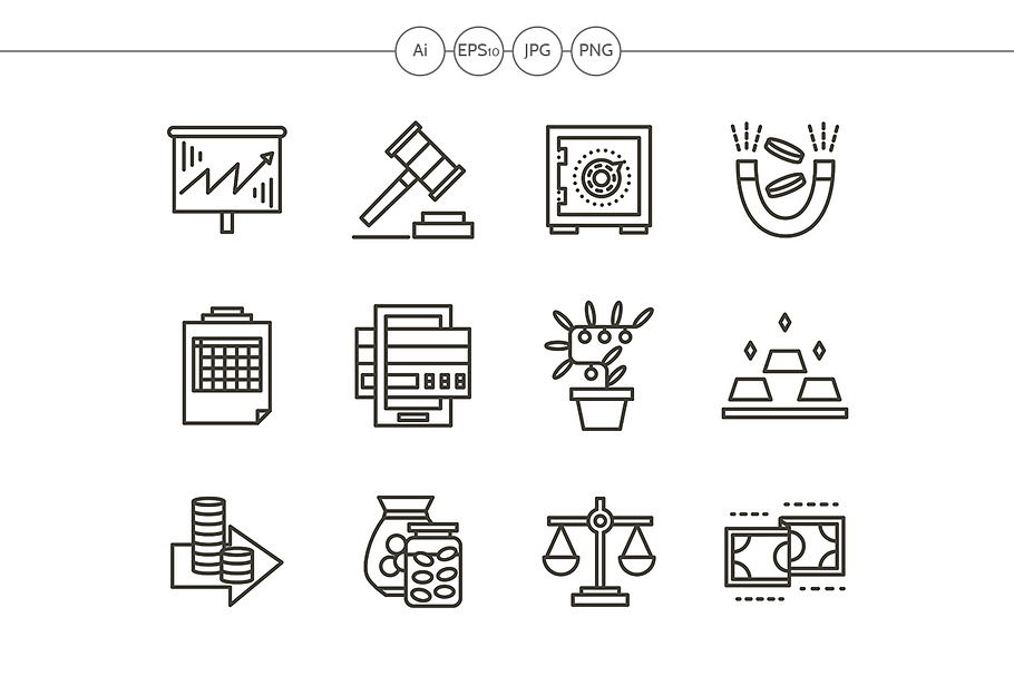 Finance black line icons set in Graphics - product preview 8