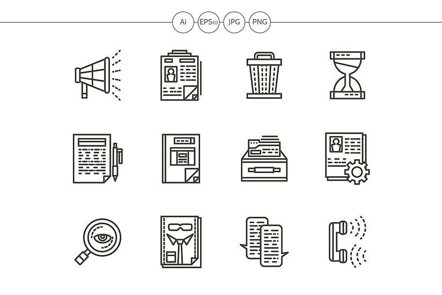 HR management black line icons in Graphics - product preview 8