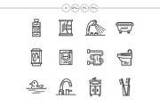 Bathroom black line icons