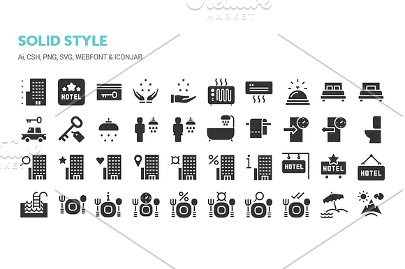 Accommodation and Leisure Icons in Graphics - product preview 2
