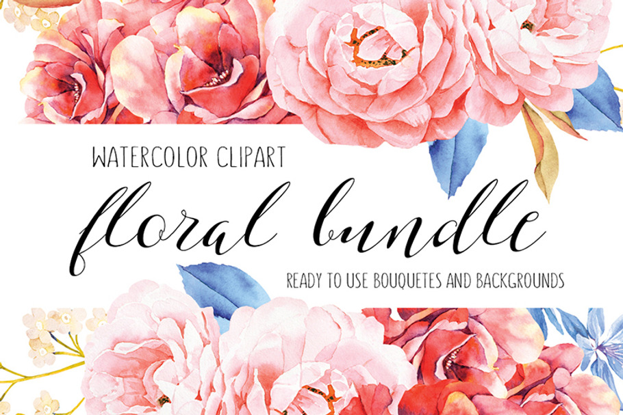 Floral watercolor bundle