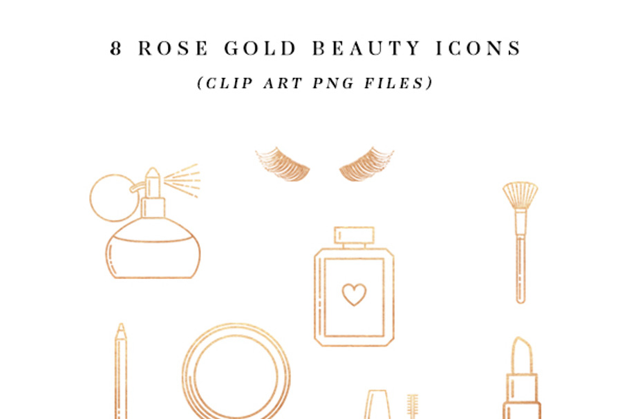 Rose Gold Beauty Icons in Icons - product preview 8