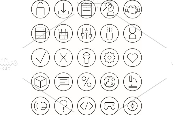 Stroke thin line icons for Web and Mobile