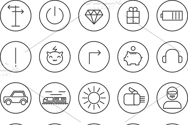 Stroke thin line icons for Web and Mobile
