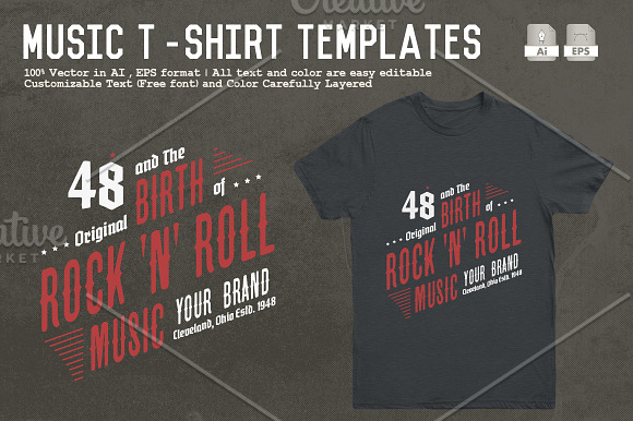 Music T-Shirt Templates in Templates - product preview 1
