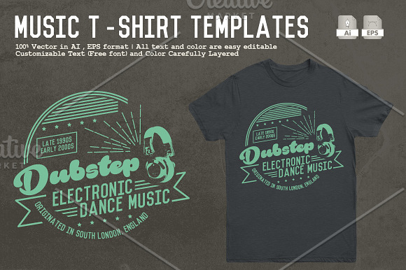 Music T-Shirt Templates in Templates - product preview 2