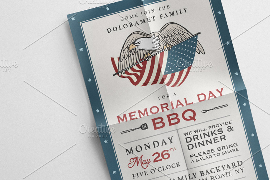 Vintage Memorial Day invitation in Card Templates - product preview 8