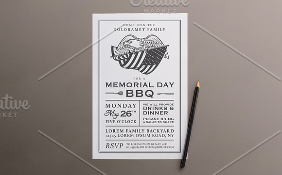 Vintage Memorial Day invitation in Card Templates - product preview 1