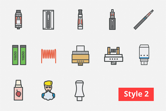 12 e-cigarettes vector icons in Graphics - product preview 2