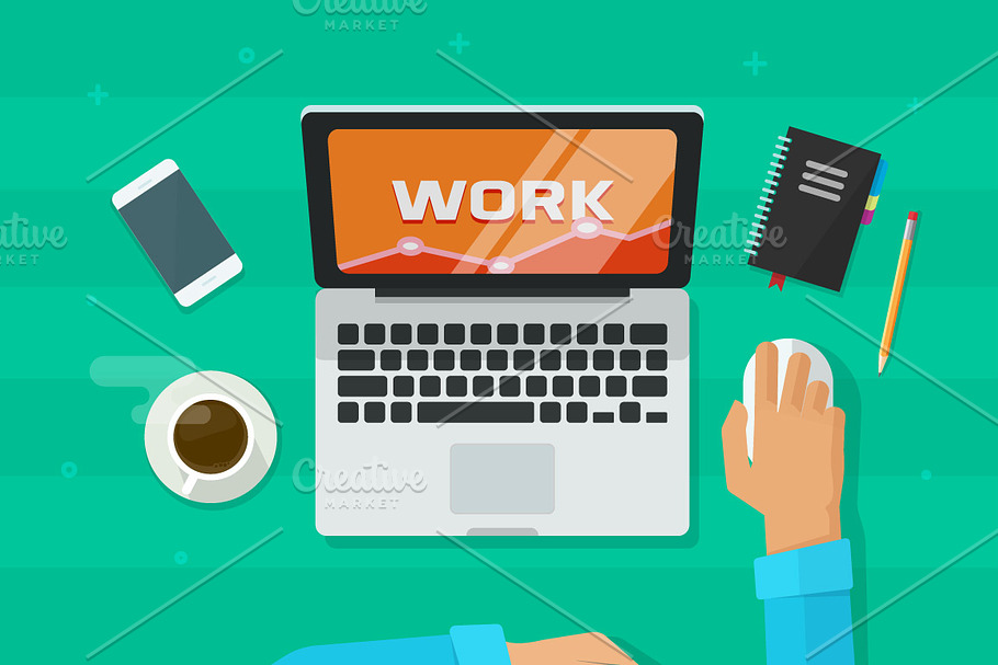 Working From Home Desk Vector