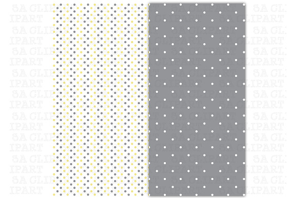 Yellow Grey Polka Dots Digital Paper in Illustrations - product preview 1