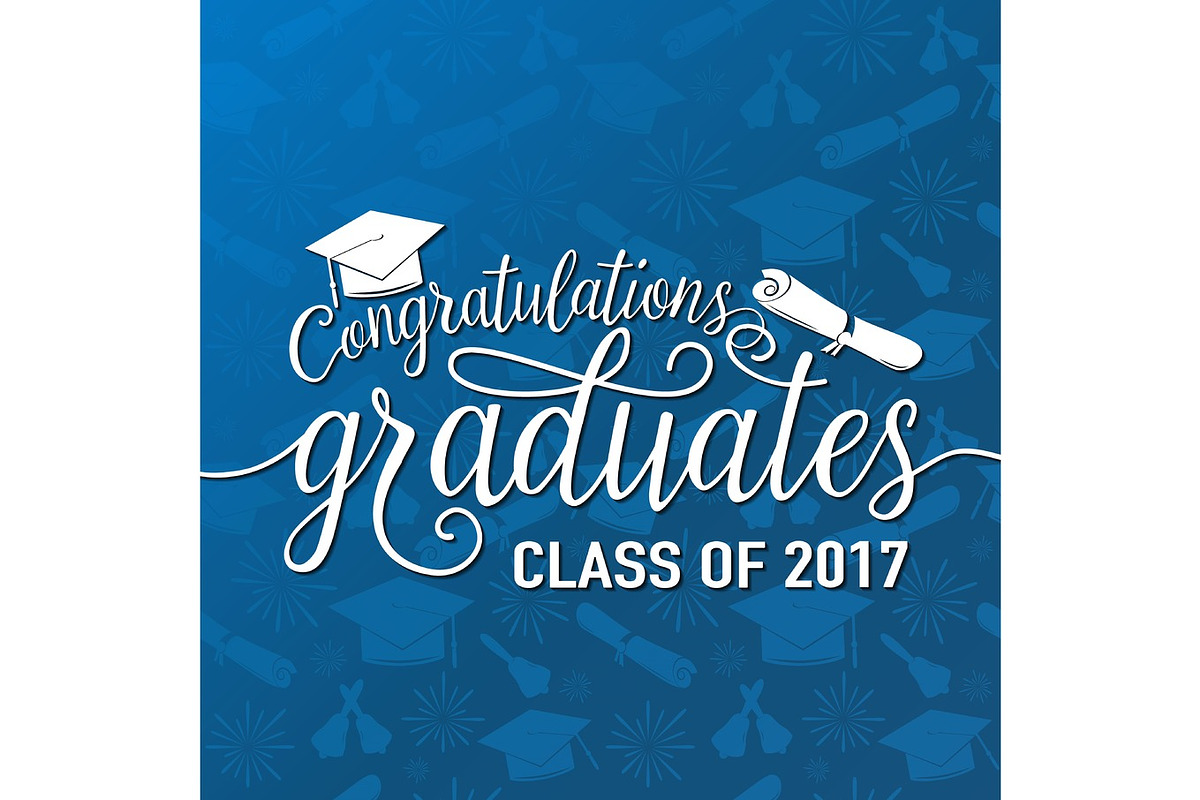 Vector on seamless graduations background congratulations graduates 2017 class in Illustrations - product preview 8