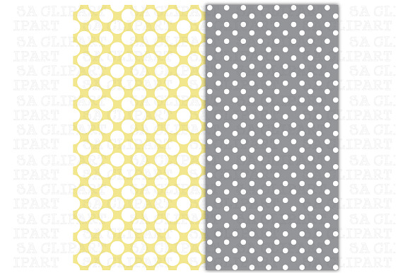 Yellow Grey Polka Dots Digital Paper in Illustrations - product preview 2