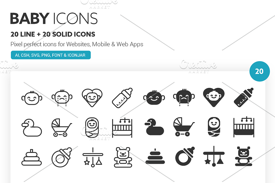 Baby Icons in Heart Emoticons - product preview 8