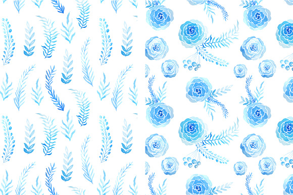 Watercolor Blue Winter Blooms in Illustrations - product preview 3
