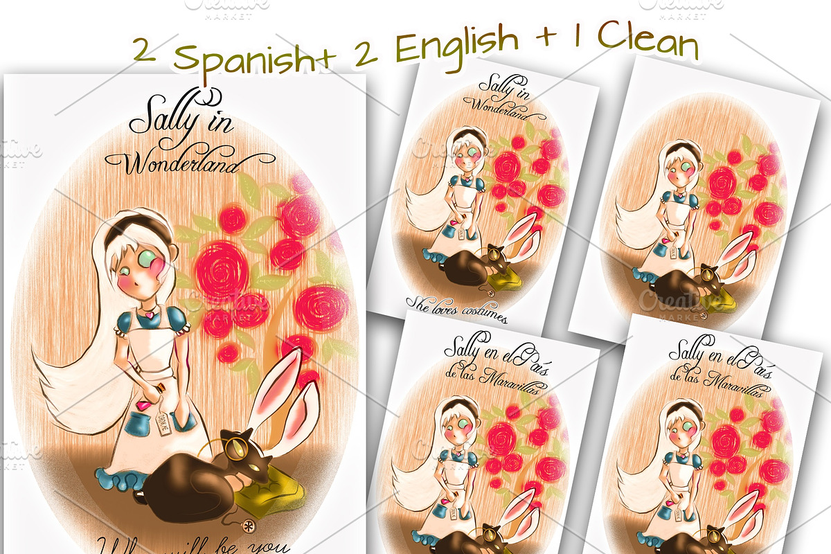 Sally in Wonderland / Postcard, card in Postcard Templates - product preview 8