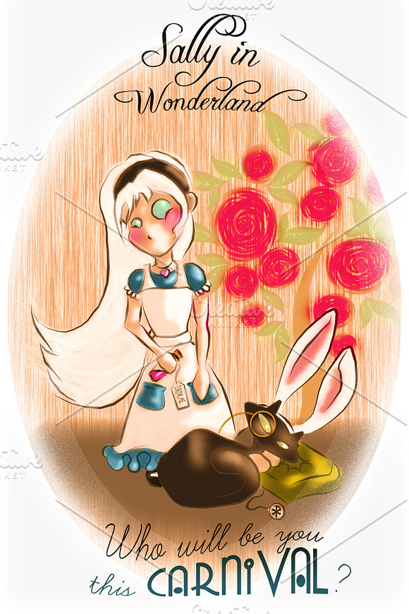 Sally in Wonderland / Postcard, card in Postcard Templates - product preview 1
