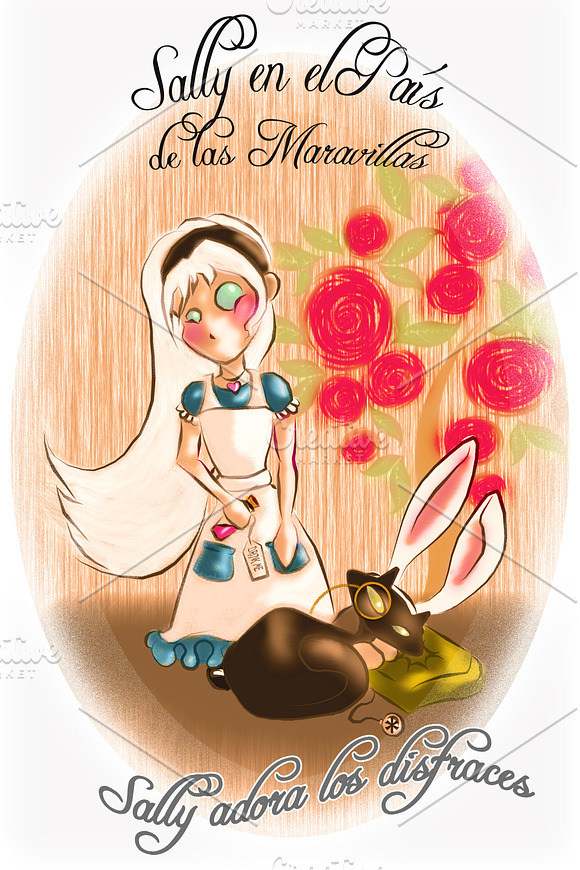 Sally in Wonderland / Postcard, card in Postcard Templates - product preview 2