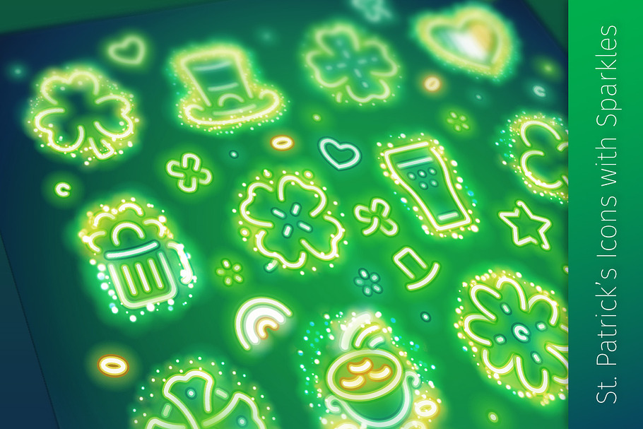 St. Patrick's Icons with Sparkles in Graphics - product preview 8
