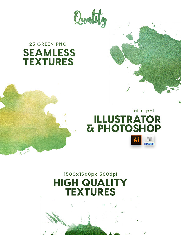 Watercolor Seamless Textures Green in Textures - product preview 3