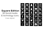 30 Square social media icons