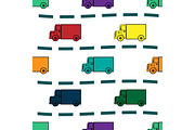 Kids trucks retro background seamless pattern