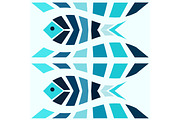 Blue mosaic fish pattern seamless