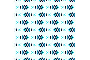 Flock of blue mosaic fish pattern seamless