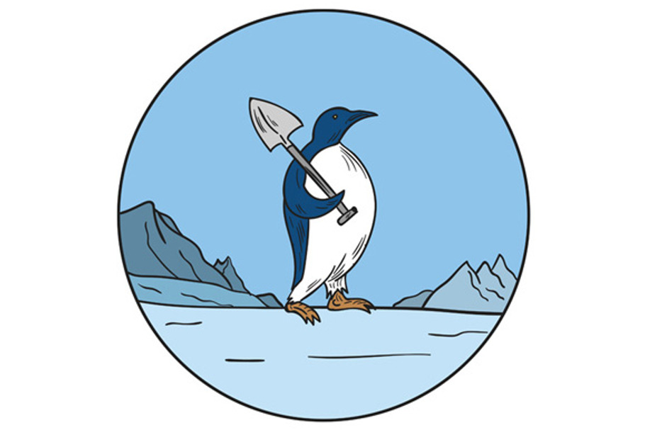 Emperor Penguin Shovel Antartica  in Illustrations - product preview 8