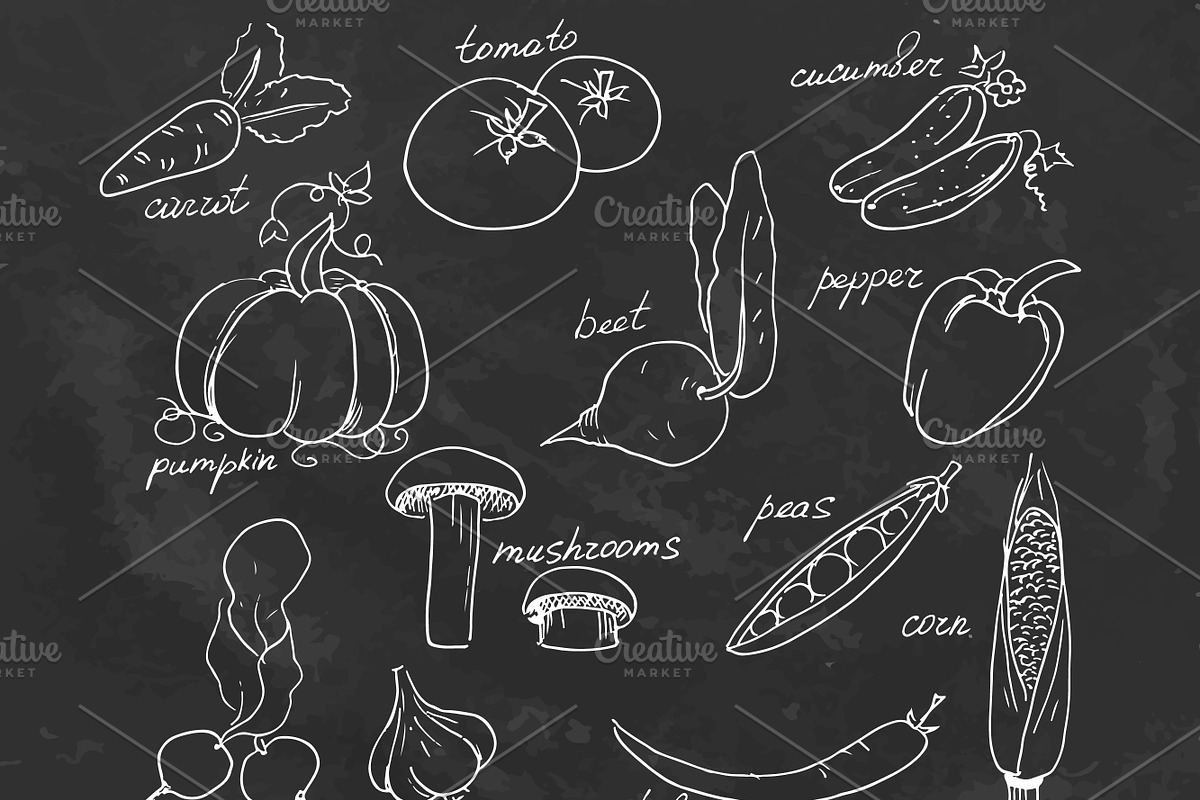 Vegetables set in Illustrations - product preview 8