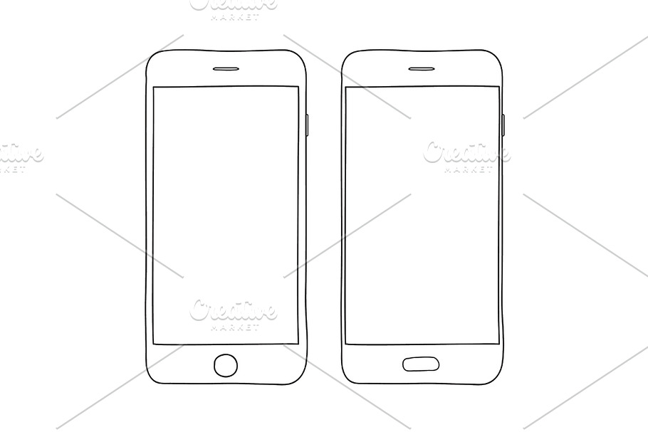 hand drawing mobile phone in Illustrations - product preview 8