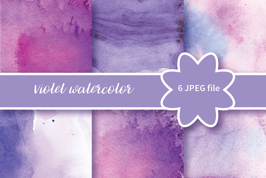 №234 Watercolor Violet background in Illustrations - product preview 8
