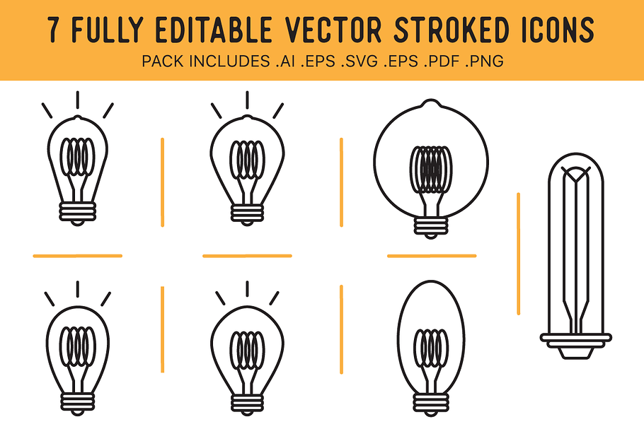 7 Editable Edison Light Bulb Icons