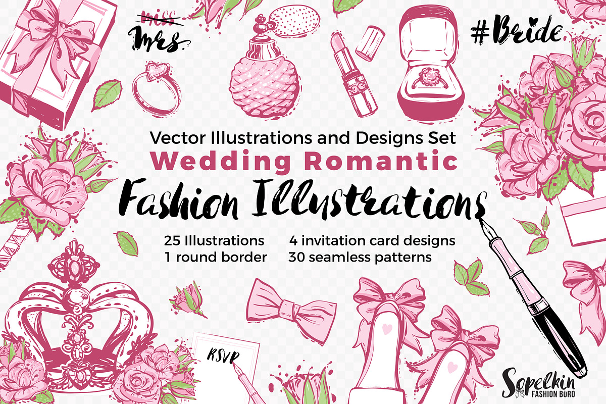 Wedding Fashion Illustration Kit in Objects - product preview 8