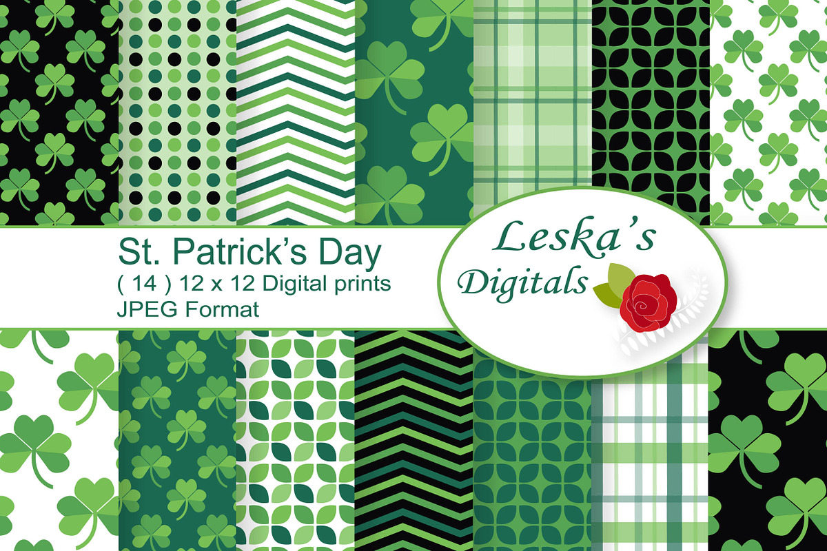 St. Patricks Day Digital Paper in Patterns - product preview 8
