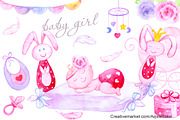 Baby Girl Watercolor clipart