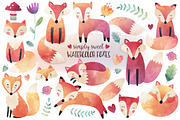 Watercolor Fox Clipart Bundle