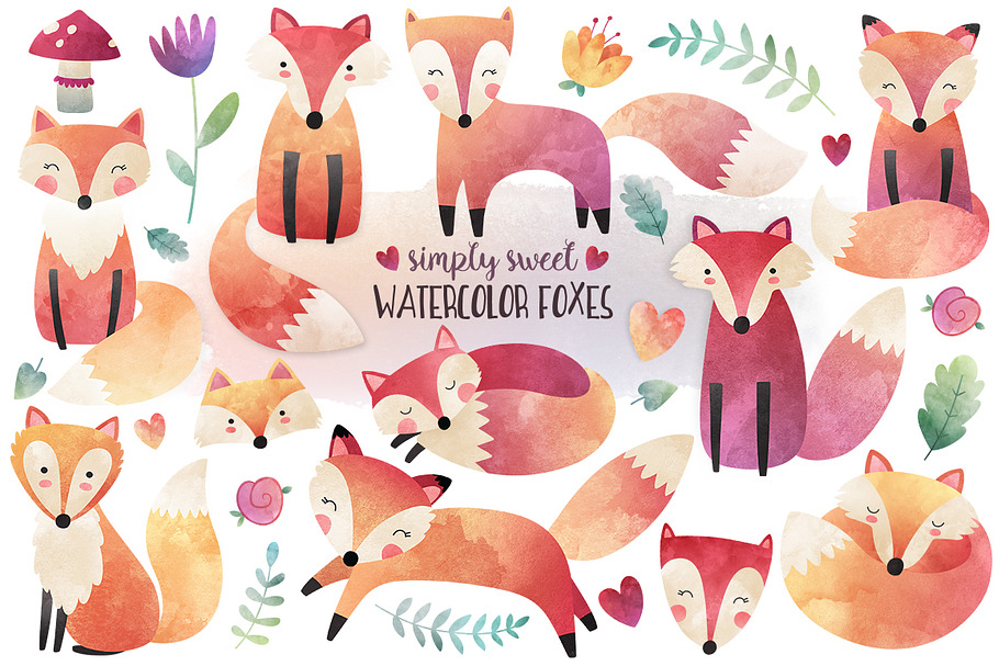 Watercolor Fox Clipart Bundle in Illustrations - product preview 8