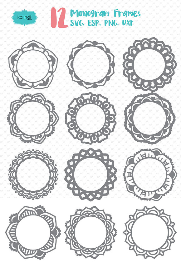 Flower monogram frames svg in Illustrations - product preview 1