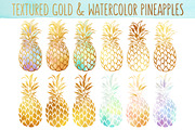 Watercolor & Gold Pineapples Bundle