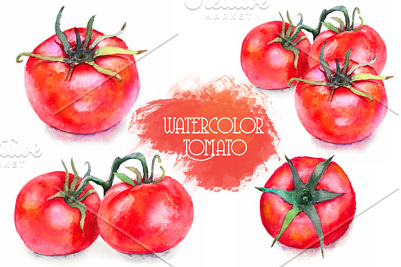 Set Watercolor Fruits And Vegetables in Objects - product preview 2