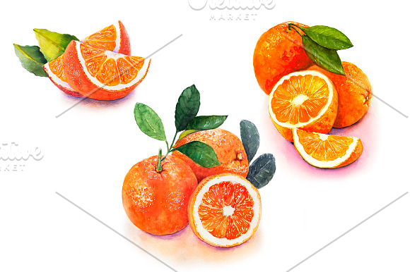 Set Watercolor Fruits And Vegetables in Objects - product preview 5