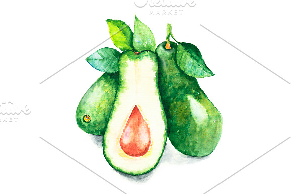 Set Watercolor Fruits And Vegetables in Objects - product preview 7