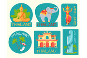 Thailand Poster of Cards with Symbolic Signs.